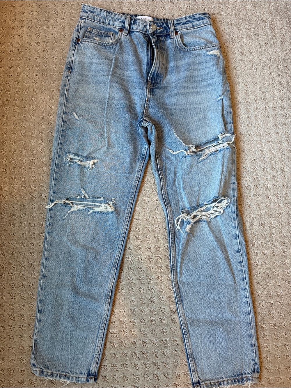 Zara Distressed Light Blue Jeans